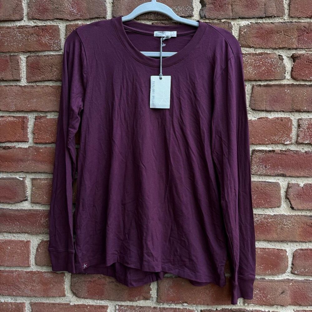 Barefoot Dreams Women's MC Pima Modal Jersey Long Sleeve Top Mulberry Medium NWT